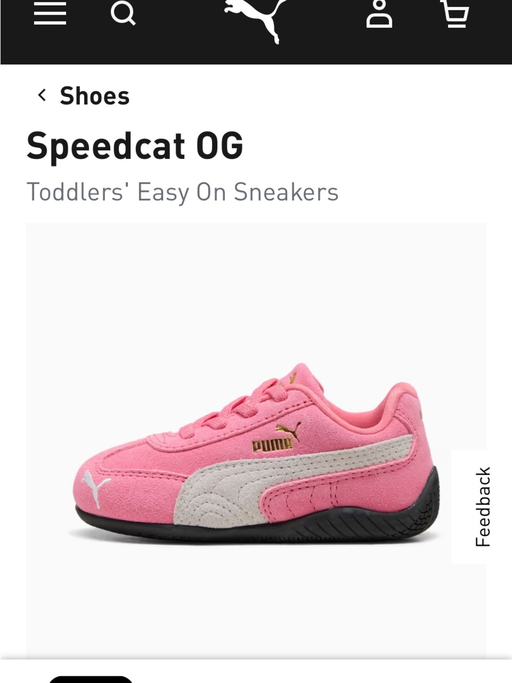 Puma Speedcat OG Toddler Sneakers in Pink with Cream Formstrip